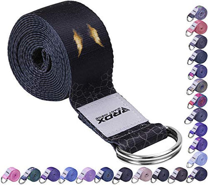RDX 8ft Yoga Strap with D-Ring Buckle, Durable Polyester Cotton Adjustable Belts for Stretching Pilates Dance Gymnastics Fitness Holding Poses Flexibility Physical Therapy, Home Gym Exercise Workout
