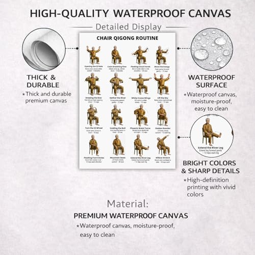 Chair Qigong Routine Poster for Seniors, Unframed Exercise Chart, 12x16