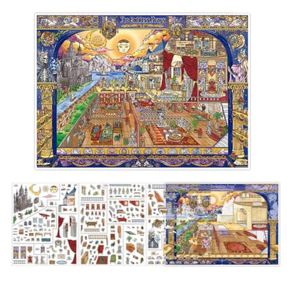 ZAYALI Large 3D Sticker Scene Book for Adults & Teens, DIY Isometric House Scenes, Large Build-Your-Own Room Sticker Set, Relaxing Sticker Therapy Art Kit - Oracle Realm - style: Oracle Realm