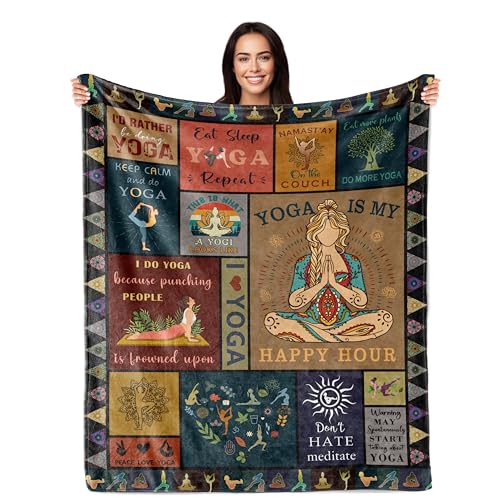 Yoga Gifts for Women, Funny Yoga Gifts for Yogas Lover, Yogas Gift for Instructor Teacher, Pilates Lover Gift Ideas for Women Birthday, Pilates Presents, Zen Meditation Presents 60"X50" Blanket