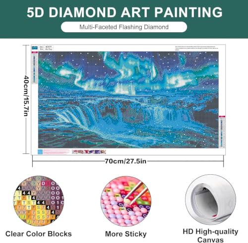 Zythron Large Diamond Art Kits for Adults, Northern Lights Diamond Painting | Landscape Diamond Art Extra Large size 5D DIY Full Round Gem Art Paint by Diamond, Home Wall Decor 27.5 X 15.7 inch - color: aurora