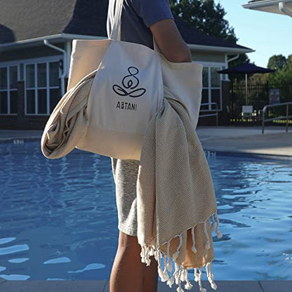ATANI Turkish Beach Towel, Converts to a Bag, Oversized 100% Cotton Bath Towels Lightweight Quick-Dry Beach Blanket for Travel, Picnic, Camping, Yoga and Pool (Yellow + Bag, 35 inc x 69 inc) - color: Yellow + Bag, size: 35 inc x 69 inc
