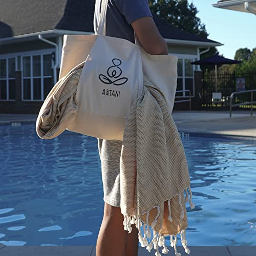 ATANI Turkish Beach Towel, Converts to a Bag, Oversized 100% Cotton Bath Towels Lightweight Quick-Dry Beach Blanket for Travel, Picnic, Camping, Yoga and Pool (Yellow + Bag, 35 inc x 69 inc) - color: Yellow + Bag, size: 35 inc x 69 inc