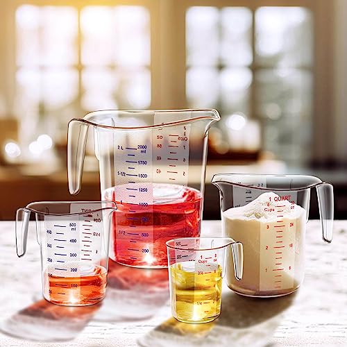 Melissa - Plastic Measuring Cups (4-Piece Set), Food-Grade Measuring Jugs, 1/2/4/8-Cup Capacity, Unbreakable, Stackable, Dishwasher-Safe, Great for Oil, Vinegar, Flour, and More - style: 4-Piece Set (1/2/4/8-Cup)