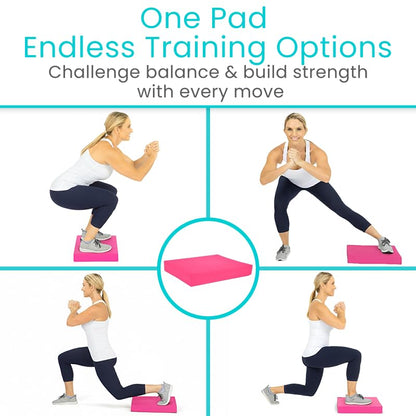 Vive Balance Pad - Foam Large Yoga Mat Trainer for Physical Therapy, Stability Workout, Knee and Ankle Exercise, Strength Training, Rehab - Chair Cushion for Adults, Kids, and Travel - color: Zen Pink