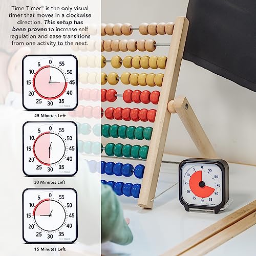 Time Timer 3 inch Visual Timer — 60 Minute Kids Desk Countdown Clock with Dry Erase Activity Card and Desktop App Access — for Kids Classroom, Homeschool Study Tool, Task Reminder, Home and Kitchen - color: Charcoal & Red