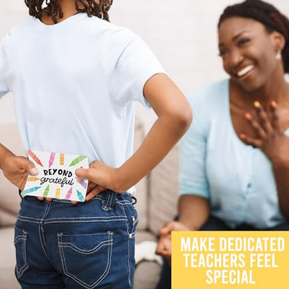 24 Teacher Thank You Cards with Envelopes Teacher Appreciation Cards Bulk - style: Pastel Crayons