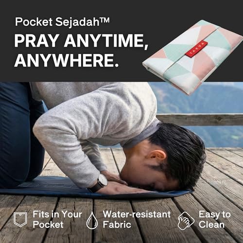 TAKVA The Pocket Sejadah™ | Portable Foldable Travel Prayer Mat, Waterproof, Ramadan/Eid Gift, Perfect Muslim Gift, Pocket Size (Design in Japan, Made in Turkey) - color: Pink