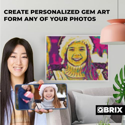 QBRIX Framed Diamond Art from Any Photo - Custom Diamond Painting Kit for Adults - Personalised Gem Art - DIY Craft Kit for Adults - Pop-Art - 12 x 17 inches - color: Pop-Art A3