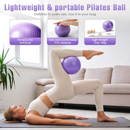 Pilates Kit, Pilates Equipment for Home Workouts, Home Pilates Essentials Kit for Women with Pilates Ring and Ball Set, Socks, Ankle Resistance Bands with Cuffs, Resistance Band and Massage Ball - color: Purple