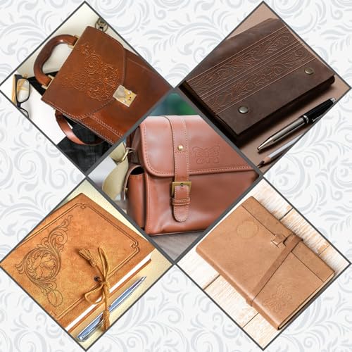 QMNNMA Leather Stamping Tools, Leather Stamps Kit for Leather Working | Leather Carving Tool Kit with Leather Scriber Pen, Leather Working Hammer and Tracing Paper