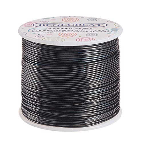 BENECREAT 12 17 18 Gauge Aluminum Wire (17 Gauge,380FT) Anodized Jewelry Craft Making Beading Floral Colored Aluminum Craft Wire - Black - color: Black, size: 17 Gauge