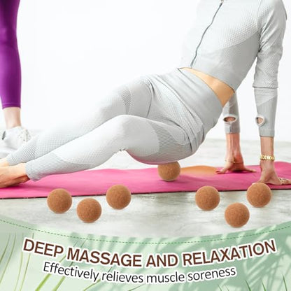 Seenelling 20 Pcs Cork Massage Ball 2.5 Inch Solid Hard Myofascial Release Yoga Ball for Back Foot Neck Pain Therapy Portable Tissue Muscle Release Tool for Home Office Travel - size: 2.5 Inch