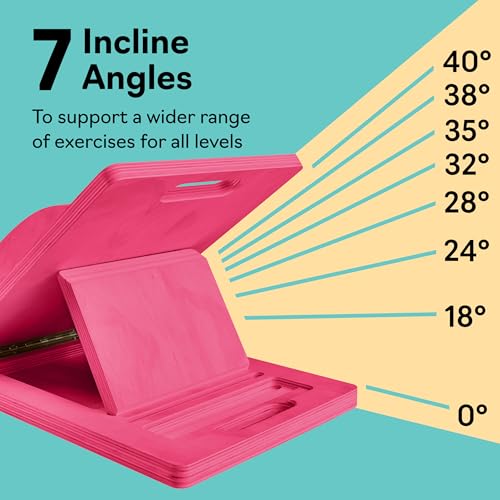Slant Boards for Exercise, Wooden Slant Board, Calf Stretch Board with 7 Incline Angles, Velour Board, Balance Board & Calf Stretcher, Portable Incline Board for Physical Therapy, Ankle Mobility, Heel & Knees - color: Pink