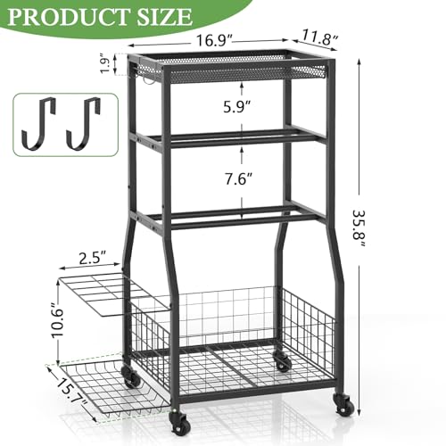 Home Gym Storage Rack, Dumbbell Rack with Yoga Mat Storage, Weight Rack Stand with Lockable Wheels and Hooks, Home Workout Equipment Organizer for Yoga, Dumbbell, Kettlebells, Ball Storage - size: Small