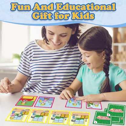 Kasfalci 4-Scene Sequence Board Game, Back to School Supplies, Sequencing Flash Cards, Speech Therapy Materials Sensory Toys for Kids with Autism, Preschool Learning Activity for Improve Storytelling - style: 4-Scene Sequencing Cards