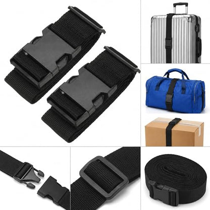 Black Luggage Strap to Fix Suitcase, Adjustable Lockable Strap for Travel - size: 80Inch