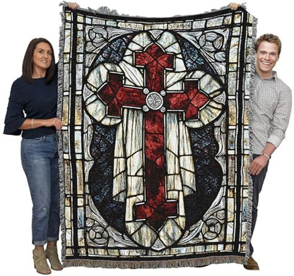 Pure Country Weavers Red Cross Blanket - Religious Gift Tapestry Throw Woven from Cotton - Made in The USA (72x54) - color: Red Cross, size: 72x54