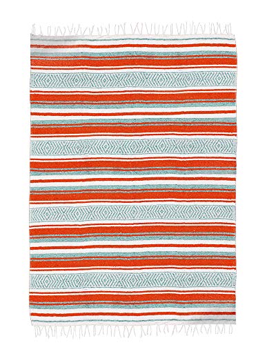 $averPak BodyForge Authentic Mexican Falsa Yoga Blanket (Orange/Teal/White) - color: Orange/Teal/White