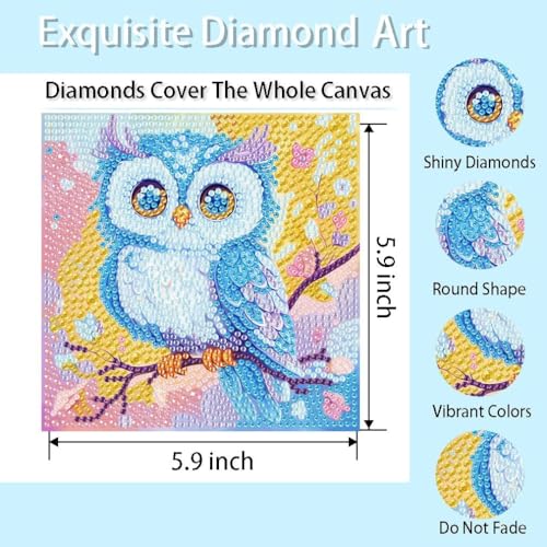 VividMeng 6 Pack Diamond Painting Kits for Kids Beginners,Full Drill Cute Animals Diamond Art Kits,Diamond Art Arts and Crafts for Kids Ages 4-8-12,Home Wall Decor 6x6 Inch - color: 6 animals 1