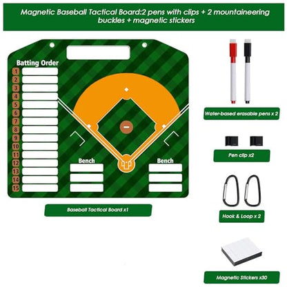 Magnetic Baseball Lineup Board for Coach | Baseball Lineup Board for Dugout | Baseball Clipboard for Coaches | Baseball Dry Erase Coaching Board | Double-Sided Coaches Whiteboard - color: Baseball Coach Board