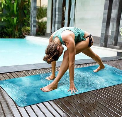 nuveti Yoga Mat Print Extra Thick TPE Non Slip Fitness Exercise Mat with Carrying Bag,72"x24" Extra Thick 6MM Exercise & Workout Mat for Yoga, Pilates Fitness and Floor Exercises - color: ManTuoLuo3