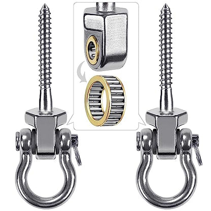 BeneLabel Heavy Duty Swing Hangers with Bearings - Set of 2 Stainless Steel 304 Screw Brackets for Hanging Chairs, Swings, Hammocks, Punching Bag - Indoor & Outdoor Use - 1500LB Capacity - color: 2 pack - 2.6"