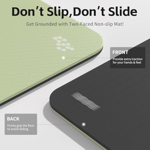 PAIDU Yoga Mat 8mm TPE Non‑Slip Fitness Mat with Strap for Home Workouts - color: 그린&블랙.