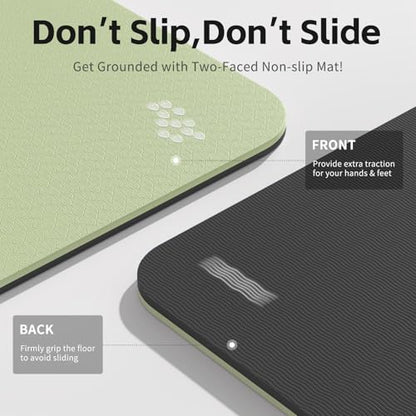 PAIDU Yoga Mat 8mm TPE Non‑Slip Fitness Mat with Strap for Home Workouts - color: 그린&블랙.