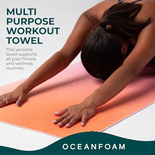 Oceanfoam Beach Towel – Lightweight, Absorbent, Quick-Drying, Sand-Resistant, Non-Slip – Ideal for Workouts, Yoga, Pilates, Beach, Pool, Boat & Travel – 25% Recycled – 72"x24" (Sunset) - color: Sunset