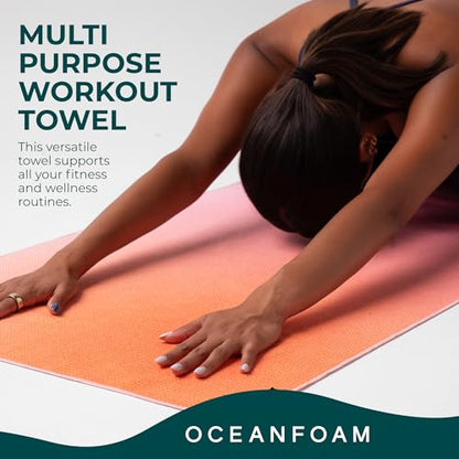 Oceanfoam Beach Towel – Lightweight, Absorbent, Quick-Drying, Sand-Resistant, Non-Slip – Ideal for Workouts, Yoga, Pilates, Beach, Pool, Boat & Travel – 25% Recycled – 72"x24" (Sunset) - color: Sunset