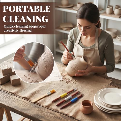 Pottery Carving Tool Set, Stainless Steel Clay Sculpting Tools with 4 Durable Spare Cutting Heads, Ideal for Ceramic Trimming, Sgraffito and Mishima Art Craft