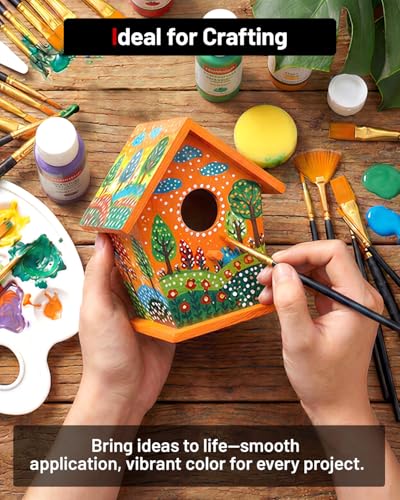 Fantastory 60ml 36 Colors Acrylic Paint Set with 12 Brushes | with 12 Brushes, Chart, Palette, Scraper, Sponge - 3 Metallic, Non-Toxic, Waterproof for Wood, Rock, Canvas, Clay, DIY, 3D - style: 36 popular Colors