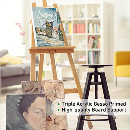 Stretched Canvas, 9x12 Inch Set of 8, Primed White | 100% Cotton Artist Canvas Boards for Painting, Acrylic Pouring, Oil Paint Dry & Wet Art Media - color: White, size: 9"x12"