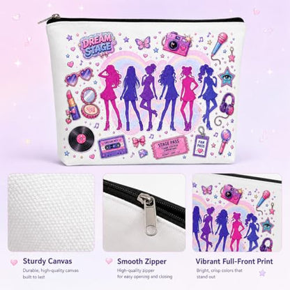 KATSEYE Merch Cosmetic Pouch for Women, Pop Girl Group Makeup Bag, Cute Fan Travel Organizer Bag, Canvas Toiletry Pouch for Concert and Daily Essentials (C)