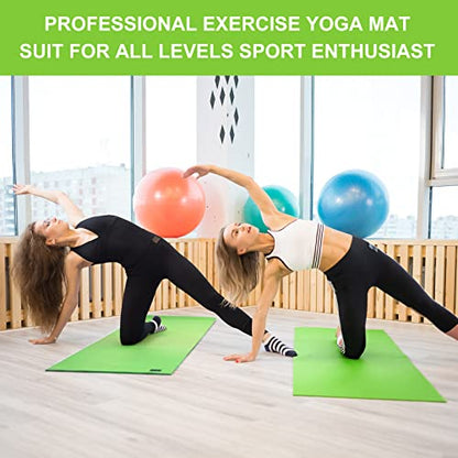 Funtery 3 mm Thin Yoga Mats Bulk, 68 x 24 Inches Lightweight PVC Exercise Mats Non Slip Workout Fitness Pads for Yoga Pilates Stretching Classes Gym Home Studio - color: Green