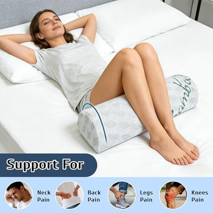Semi Roll Pillow, Under Knee Pillow | Under Leg Bolster for Lower Back Support, Half Moon Bed Pillow for Leg, Knee,Back Sleeping, 7.8”x 20.4”x 4.8”