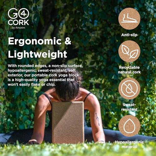 Go4Cork Cork Yoga Block Bundle | Slim, Large & Egg Shapes | Non-Slip, Eco-Friendly Yoga Blocks for Yoga, Pilates & Meditation