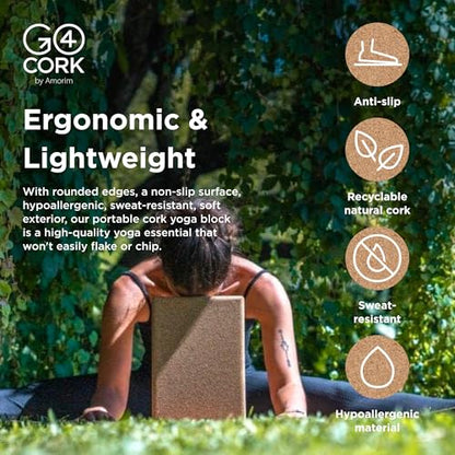 Go4Cork Cork Yoga Block Bundle | Slim, Large & Egg Shapes | Non-Slip, Eco-Friendly Yoga Blocks for Yoga, Pilates & Meditation
