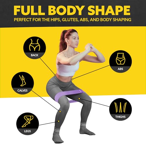 Fabric Resistance Bands for Working Out, 3-Pack for Legs and Glutes - color: Purple