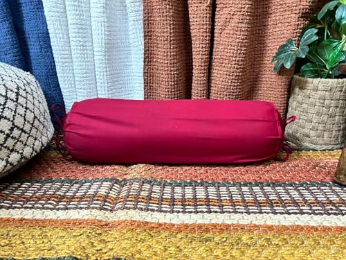 16x6 Inch White Cotton Bolster Cover – Pack of 4| Round Neck Roll Pillow Cover | Soft, Durable & Machine Washable (Burgundy) - color: Burgundy, size: 16" x 6" (Pack of 4)