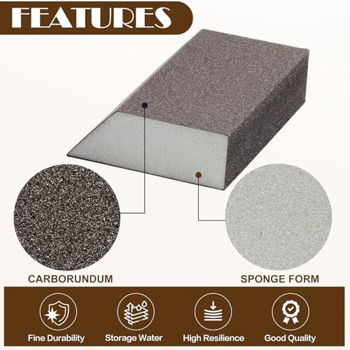 220 Grit Angled Sanding Blocks, Jamiikury Fine Sponge Sand Block Washable and Reusable, Wet & Dry Sandpaper Block for Wood Metal Drywall and Furniture Paint - Pack of 8 - size: 220 Grits