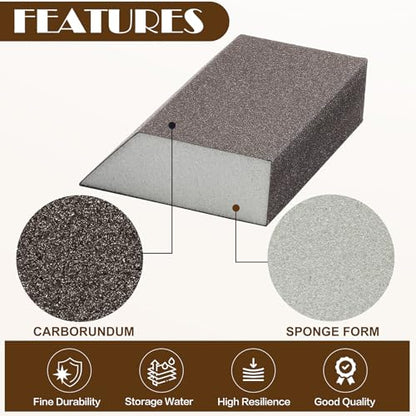 220 Grit Angled Sanding Blocks, Jamiikury Fine Sponge Sand Block Washable and Reusable, Wet & Dry Sandpaper Block for Wood Metal Drywall and Furniture Paint - Pack of 8 - size: 220 Grits