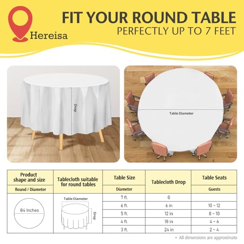 Plastic Table Cloth Disposable - 12 Pack, Disposable Table Cloths for Parties, Weddings, Decorative Round Tablecloths, 84'' White Plastic Tablecloth, Leakproof & Sturdy, White - color: Fa2 - White, size: 12 PACK | Round | 84 Inch