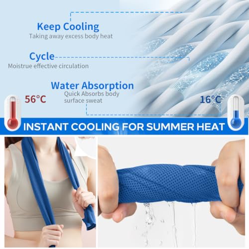 Puomue 5 Pack Cooling Towels, 40 Inches x 12 Inches, Breathable Soft Chilly Microfiber Towel for Yoga, Sport, Running, Workout, Gym, Camping and Fitness, Dark Blue - color: Dark Blue1