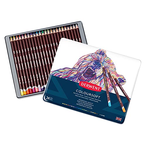 Derwent Colorsoft Pencils, 4mm Core, Metal Tin, 24 Count (0701027) - size: 24 Count (Pack of 1), style: Metal Tin