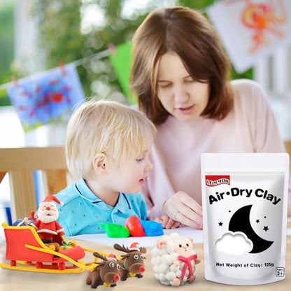ifergoo 125g White Air Dry Clay, 4.41 oz Foam Magic Modeling Clay for Kids | Refill White Clay for School Art & Craft Project, Slime Supplies, Super Light & Soft, Non-Toxic, Age 3-12 Boys and Girls Gift - color: D-White Color