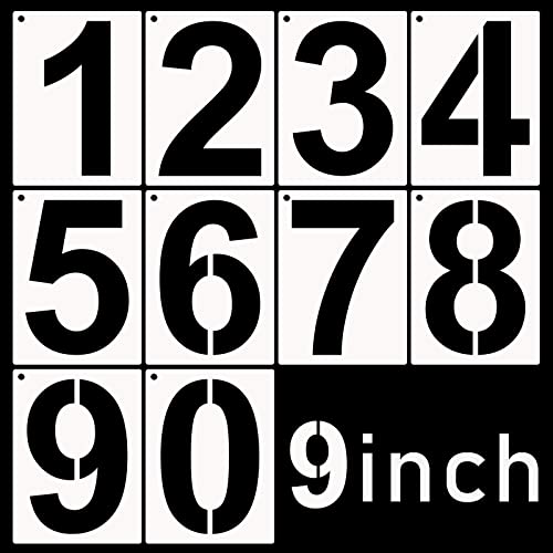 DXCYZ 9 Inch Large Number Stencils Kit 0-9 Address Number Stencil, 10PCS Reusable Plastic Painting Number Templates for Mailbox Signs, Door, Cars, Trucks, Home, Business, Window - size: 9 Inch