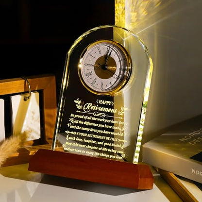 Ornalrist Retirement Gifts for Men Women Crystal Clock Farewell Keepsake - color: Happy Retirement