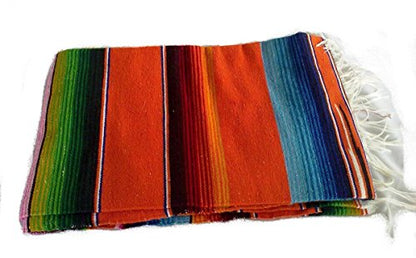 Sanyork Orange Sarape Style Falsa Blanket Classic Mexican Serape Mat Throw Hand Woven